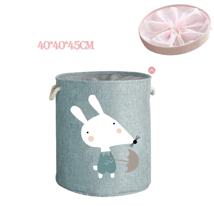 40x45cm(with lid) Высококачественная Складная Брезентовая корзина для грязной одежды из мультфильма, ведро для хранения детских игрушек, покрывало и коробка для хранения журналов, Органайзер - Цвет: 40x45cm(with lid)