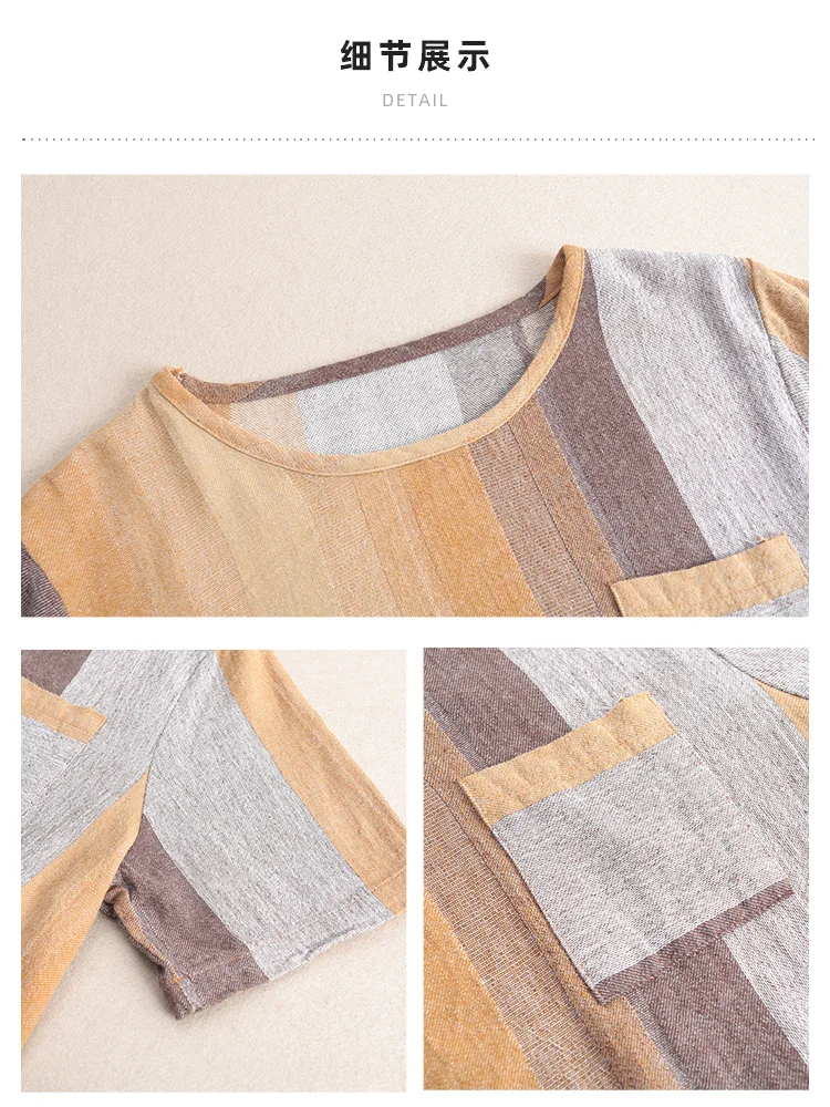 

Linen 2 Piece Set Wholesale Clothing Women Set Literary Striped Matching Sets Leisure Two Piece Outfits Summer Cotton Tracksuits