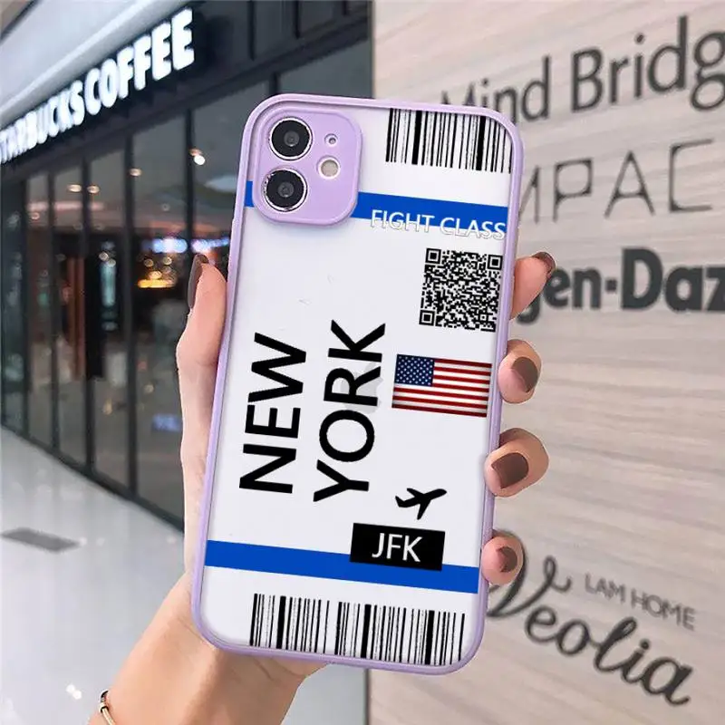

design Cute FIRST CLASS PLANE TICKET Phone Case matte transparent For iphone 7 8 11 12 plus mini x xs xr pro max cover