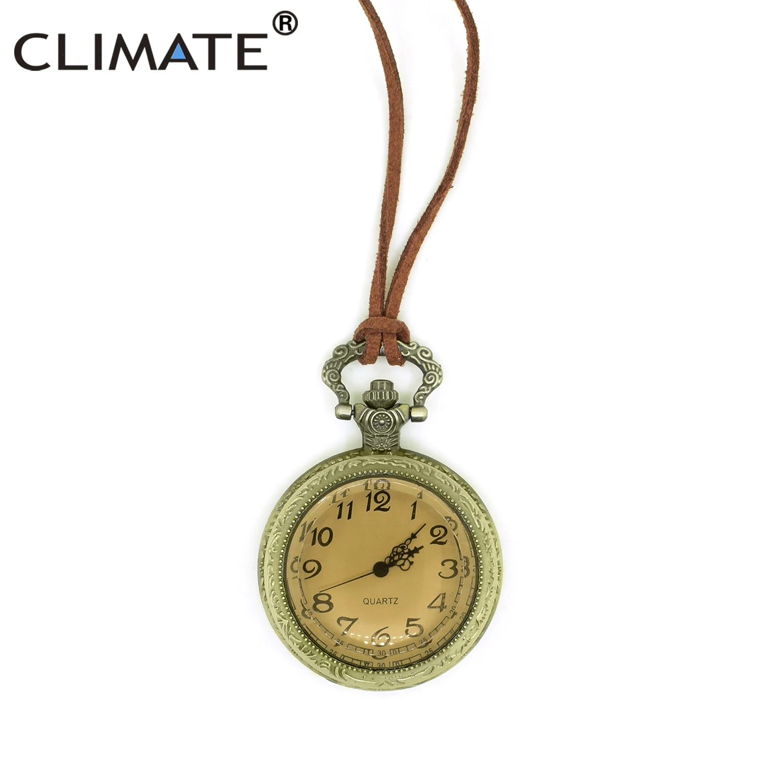 Vintage Cool Pocket Watch Men Retro Emboss Round Leather Chain Bronze Alloy Quartz Pocketwatch Dial Arabic Necklace | Наручные часы
