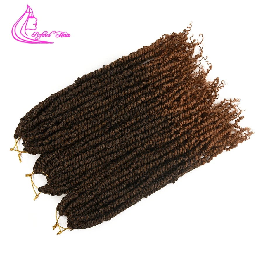 

Refined Twisted Passion Twist Hair 18inch long Synthetic Ombre Crochet Braids Pre looped Fluffy Bomb Crochet Braiding Hair