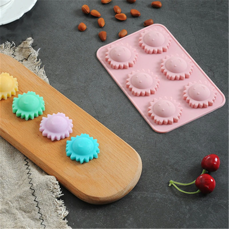 Original 6 Small Sun Shape Pastry Egg Tart Mold Silicone Soap DIY Chocolate Candy Ice Grid Biscuit Baking | Дом и сад