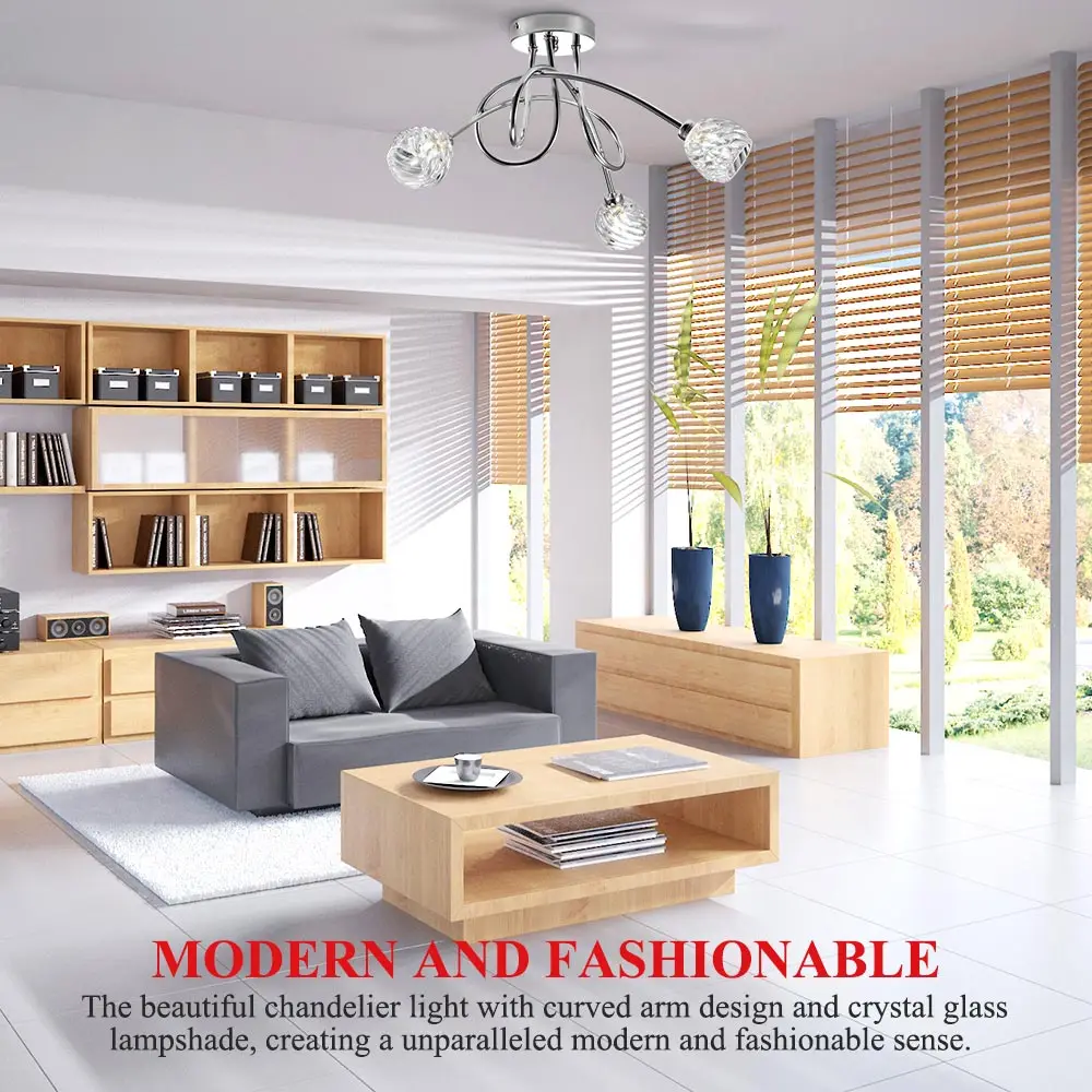 Lámpara de techo Led moderna para el hogar, luz de cristal para sala de estar, comedor, dormitorio, 3 vías, montaje en techo