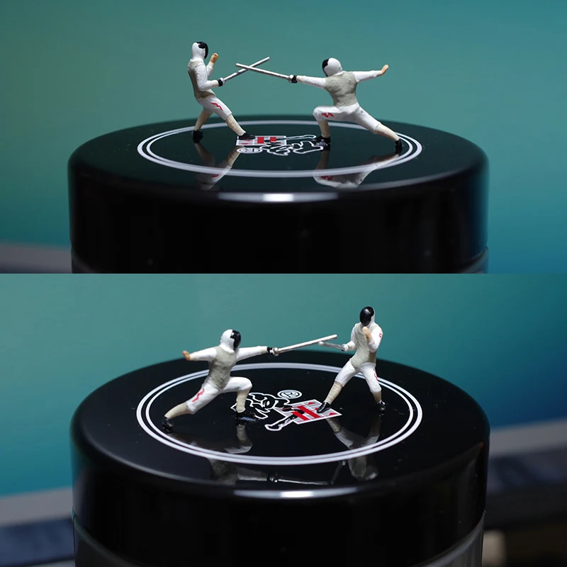 

Fencing Model figures handmade hand painted micro character Western sword competition Macro photography props HO scale figures