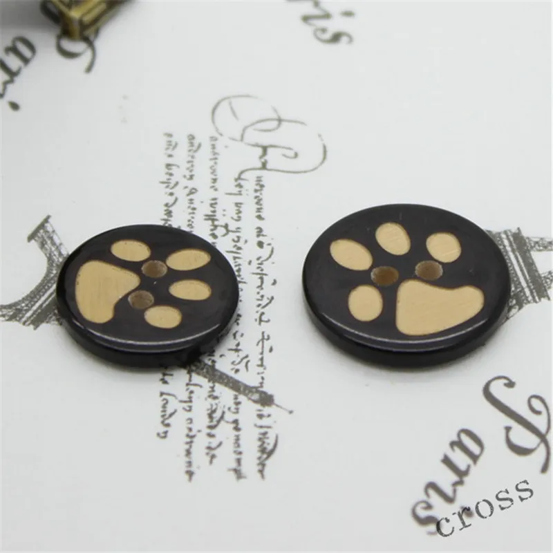 20/50pcs Two-eye Dog Paw Resin Buttons Children's Cartoon Footprint Bear Paw Button Sweater Cardigan Hand Sewing Button Supplies