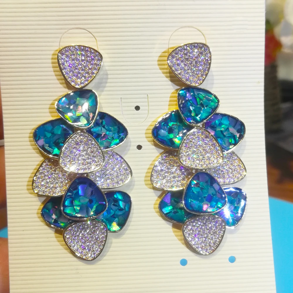 GODKI Jimbora Luxury Opal Leaf Pendant Drop Earrings for Bridal Wedding Party Show Women Girl Daily Fashion Jewelry | Украшения и