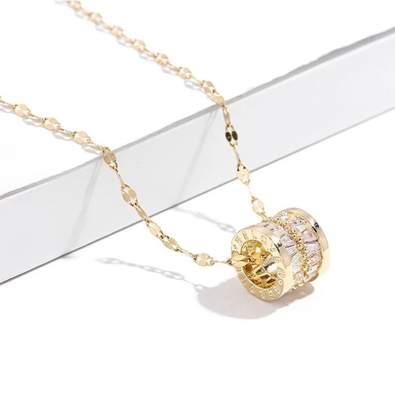 

Viwisfy Fashion Jewelry New Round Crystal Gold Color Pendant Necklace For Women VW21396