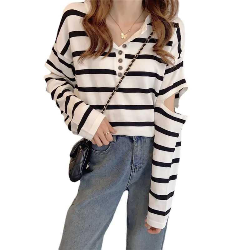 

2021 autumn new loose and versatile long sleeved women's sweater vintage sweater sweater