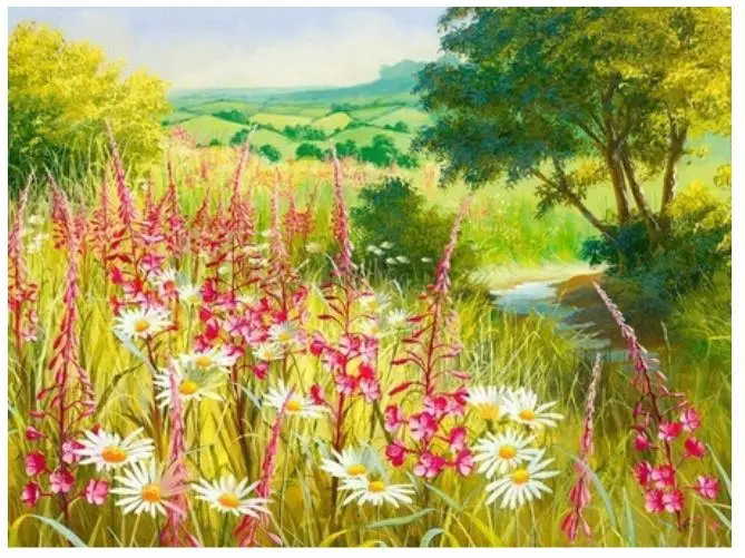 Алмазная картина с ромашками цветочная декорация алмазная вышивка полный