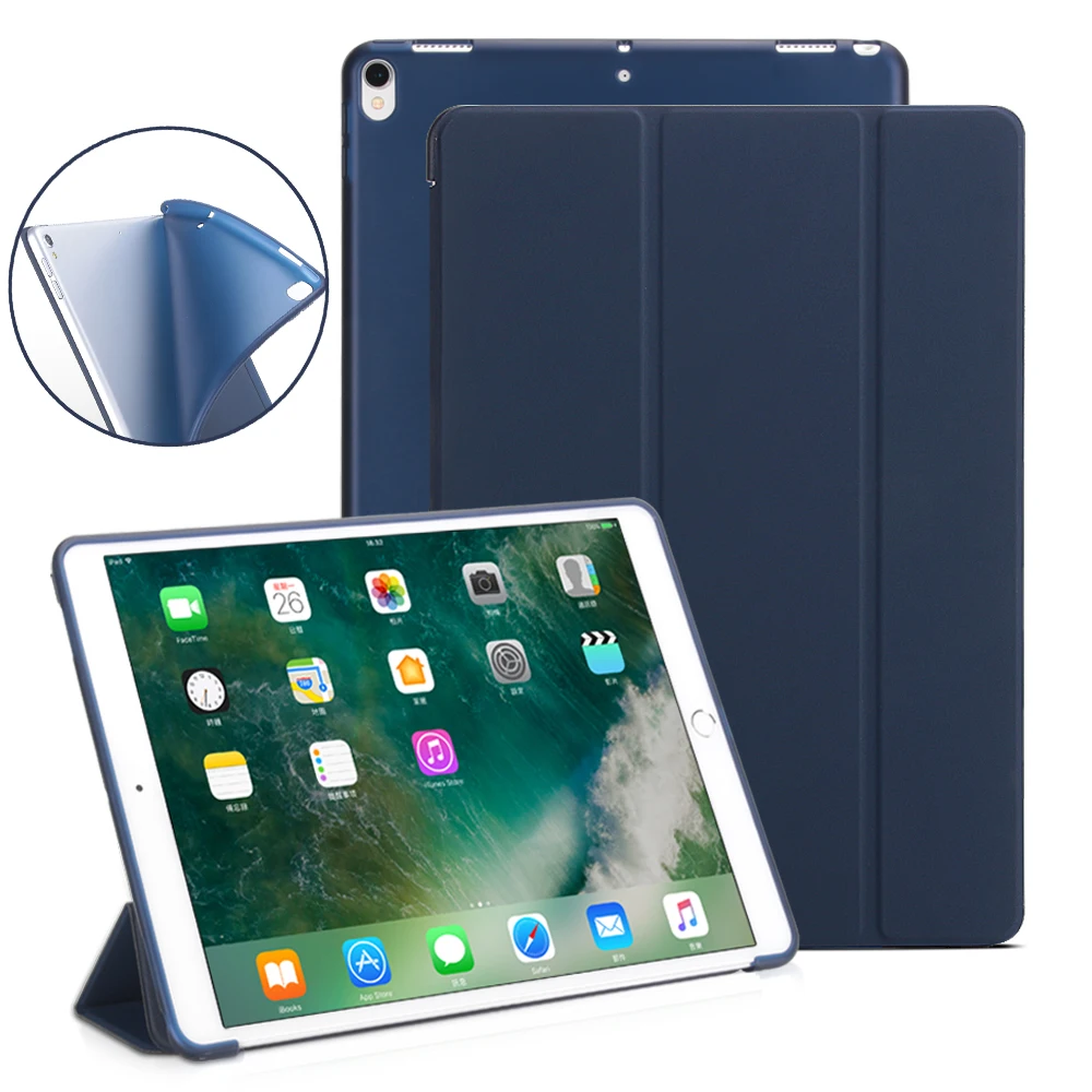 Case For iPad Pro 10.5 9.7 2016 2017 2018 10.2 2019 Pu Leather Tri-Fold smart cover Air 2 3 TPU back Tablet case | Компьютеры и офис