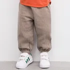 2021; Сезон весна-осень; Детские мятые хлопковые длинные штаны, tidal range, в ретро-стиле для маленьких мальчиков и девочек от комаров фонарь брюки, шаровары, штаны, костюм