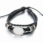 Античный кожаный браслет Пустой Базы подходит 20 мм круглый фото стекло Кабошон рамка лоток DIY расходных материалов для изготовления ювелирных изделий