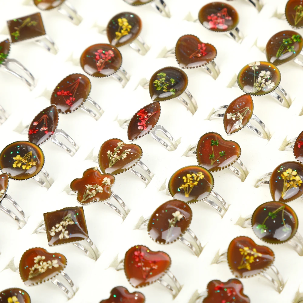 

100pcs/set Emotion Feeling Changeable Temperature Mix Style Rings Classic Lovers' Mood Ring Color Change Mood Adjustable Ring