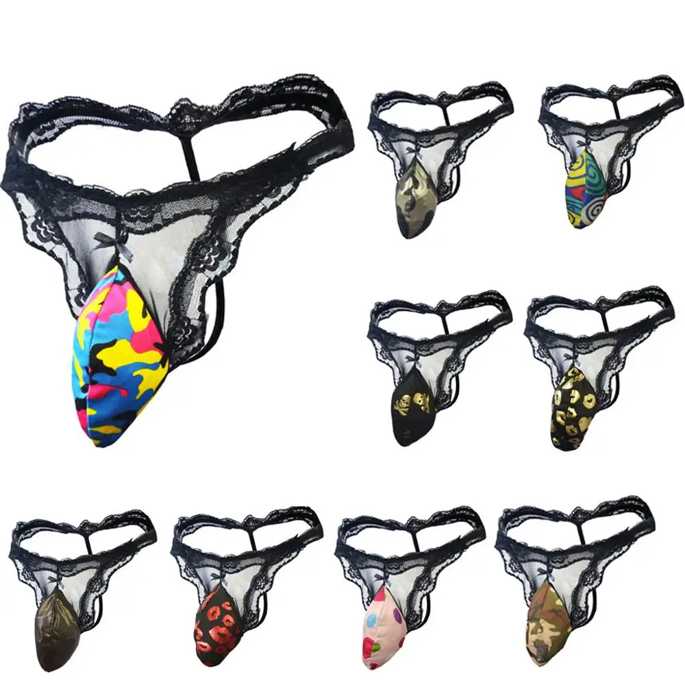 Мужские кружевные ультра тонкие прозрачные удобные трусики с Т образной спинкой