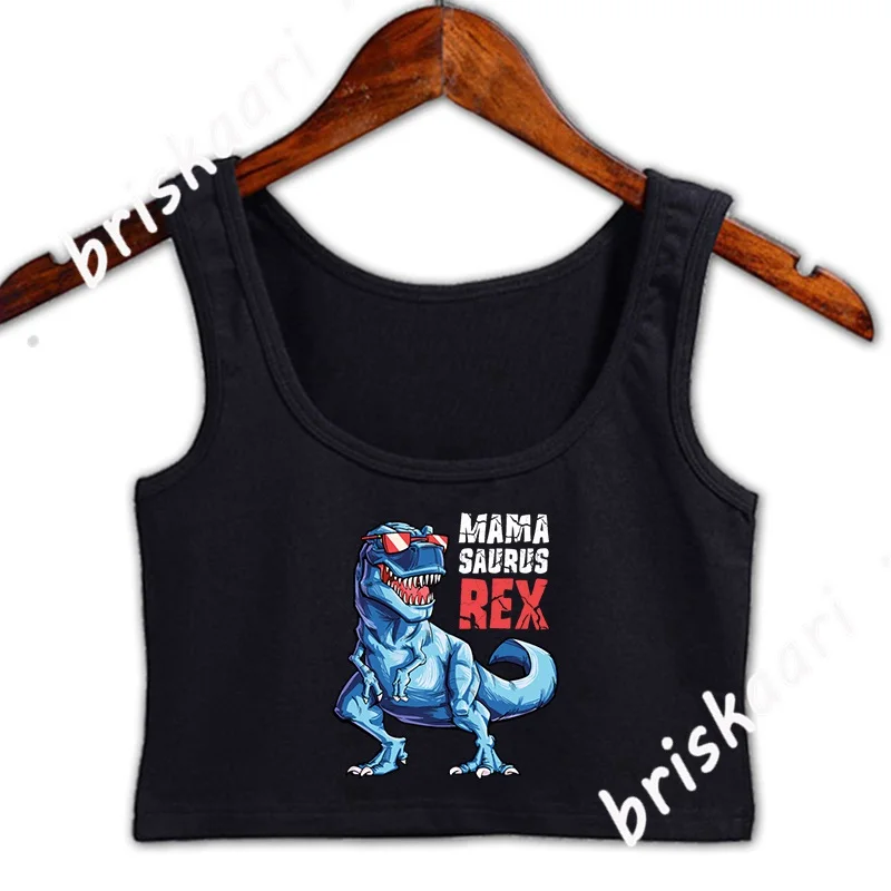 

УКОРОЧЕННЫЙ ТОП Mamasaurus T Rex Mama с динозавром, модный Известный Топ с надписью на заказ, стандартный весенний кроп-топ с круглым вырезом