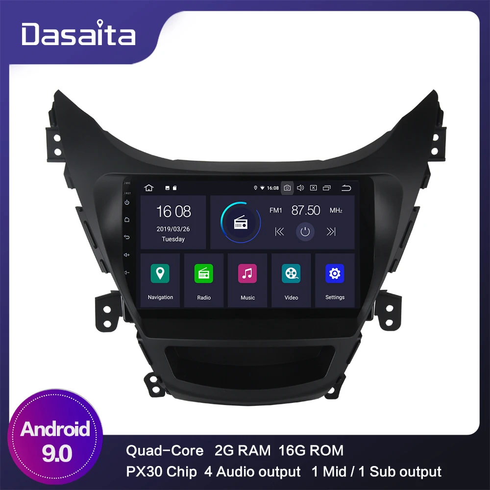 Android 9 0 автомобильный 1 din стерео для Elantra (MD) 2012 Avante Автомобильный Радио Bluetooth &quotips