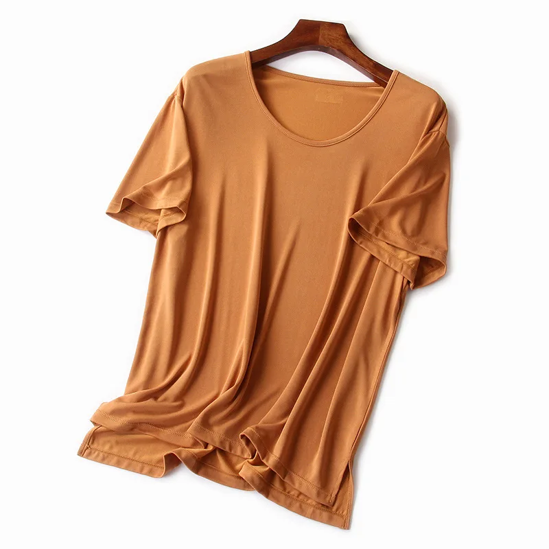 

Summer cool modal casual bottoming loose t-shirt with slits on both sides 61276
