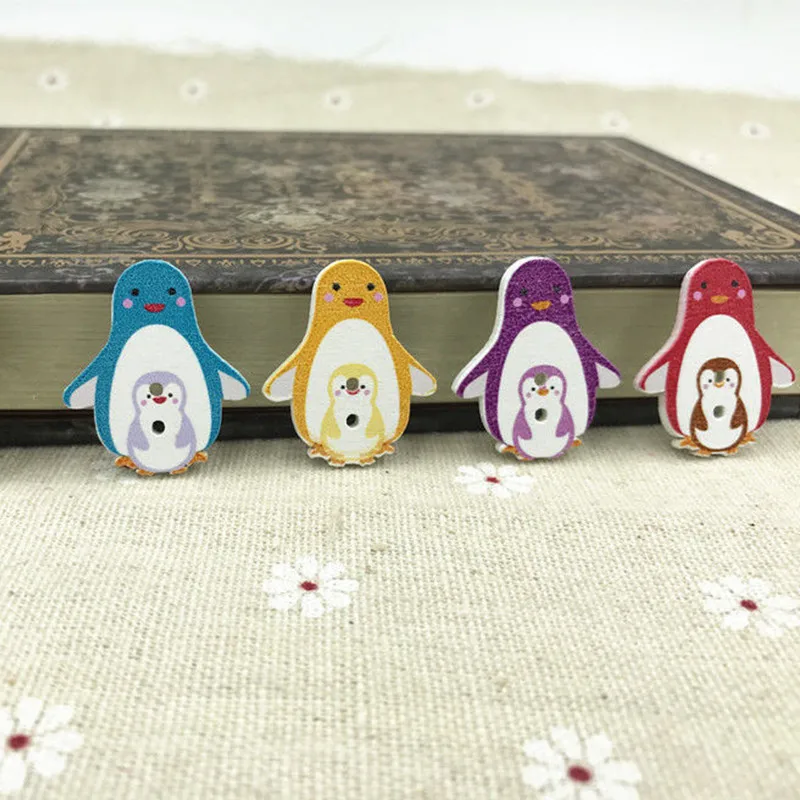 DIY 100 шт. деревянные пуговицы для шитья пингвинов подходят скрапбукинга поделки 2