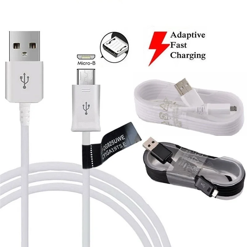 

500pcs/lot White Black 1.5M Micro USB 2.0 Sync Data Charger Cable S4 S5 S6 For Hua wei Xiao mi LG