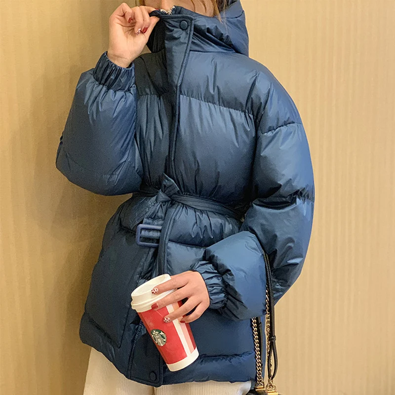 Женская парка с капюшоном Повседневная теплая воротником стойкой для