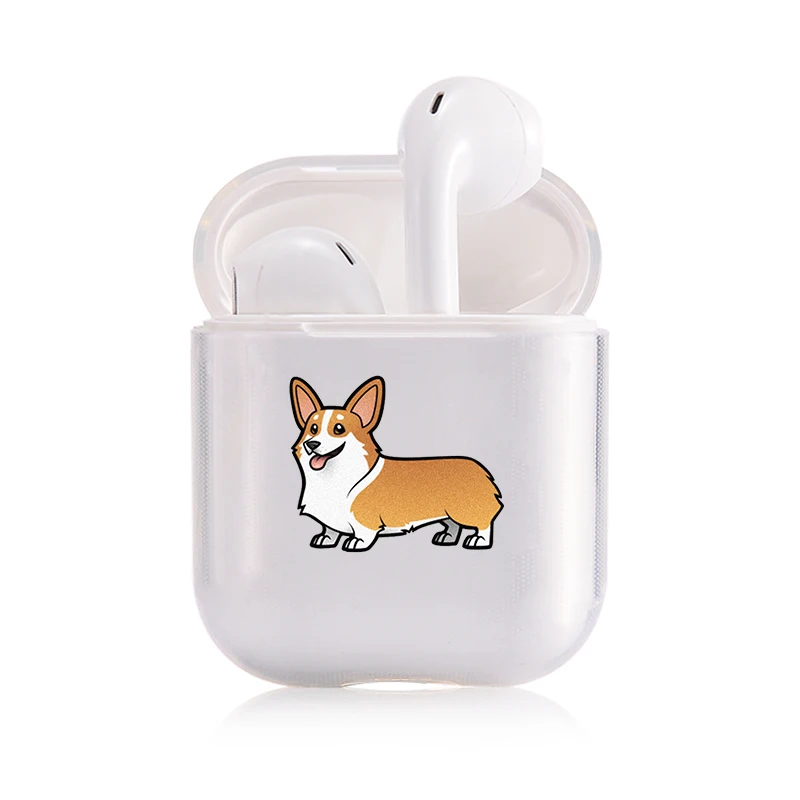 Жесткий прозрачный чехол для наушников Apple airpods 1 чехол Роскошные домашние животные собака корги прозрачный Air Pods чехол для Airpods 2 защитный чехол - Цвет: I201249