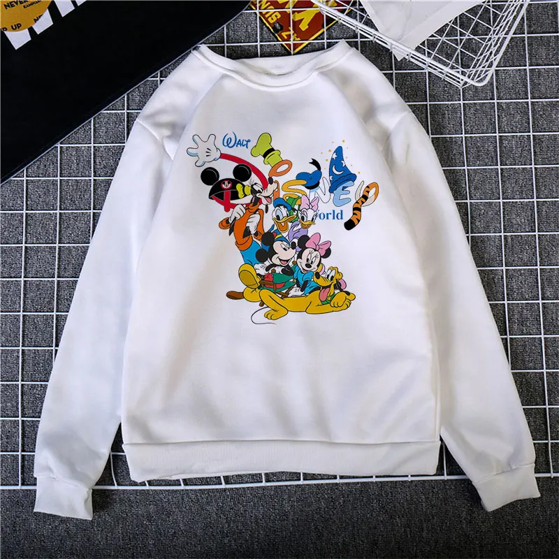 

Harajuku Disney Cartoon Print Women's Sweatshirt Basic Tops Ladies Streetwear Hoodies Casual Loose Long Sleeve White Pullovers