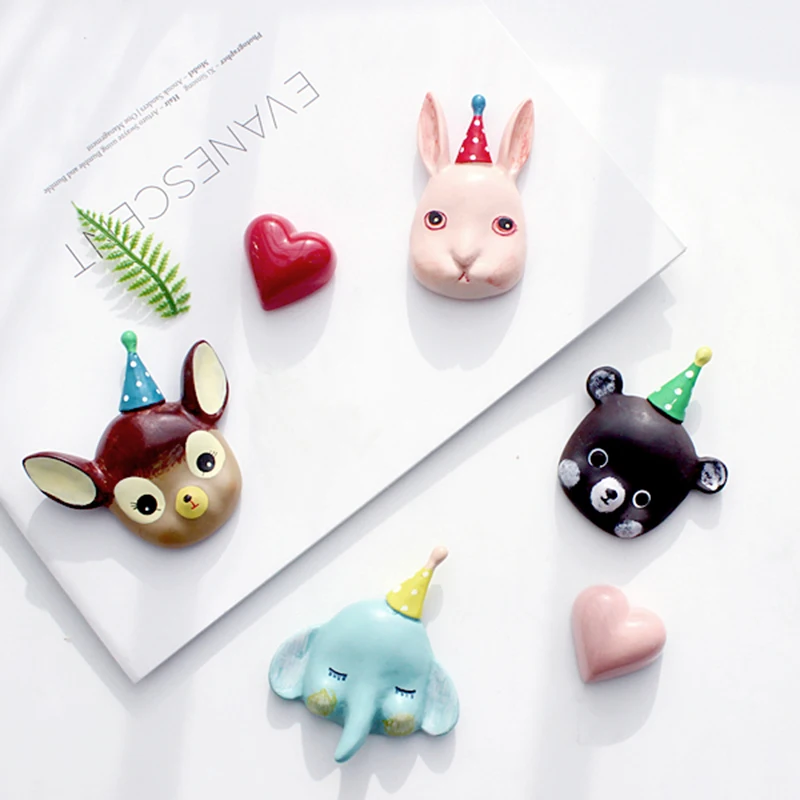 Картонная коробка милый медведь слон кролик животные из смолы 3D магниты на