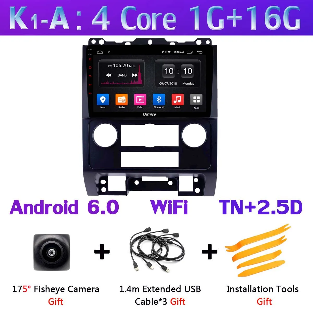 360 ° панорамный Android 9,0 4+ 64G DSP SPDIF CarPlay Android Авто Автомобильный мультимедийный плеер для Ford Escape Tribute 2007-2012 gps радио - Цвет: K1-A