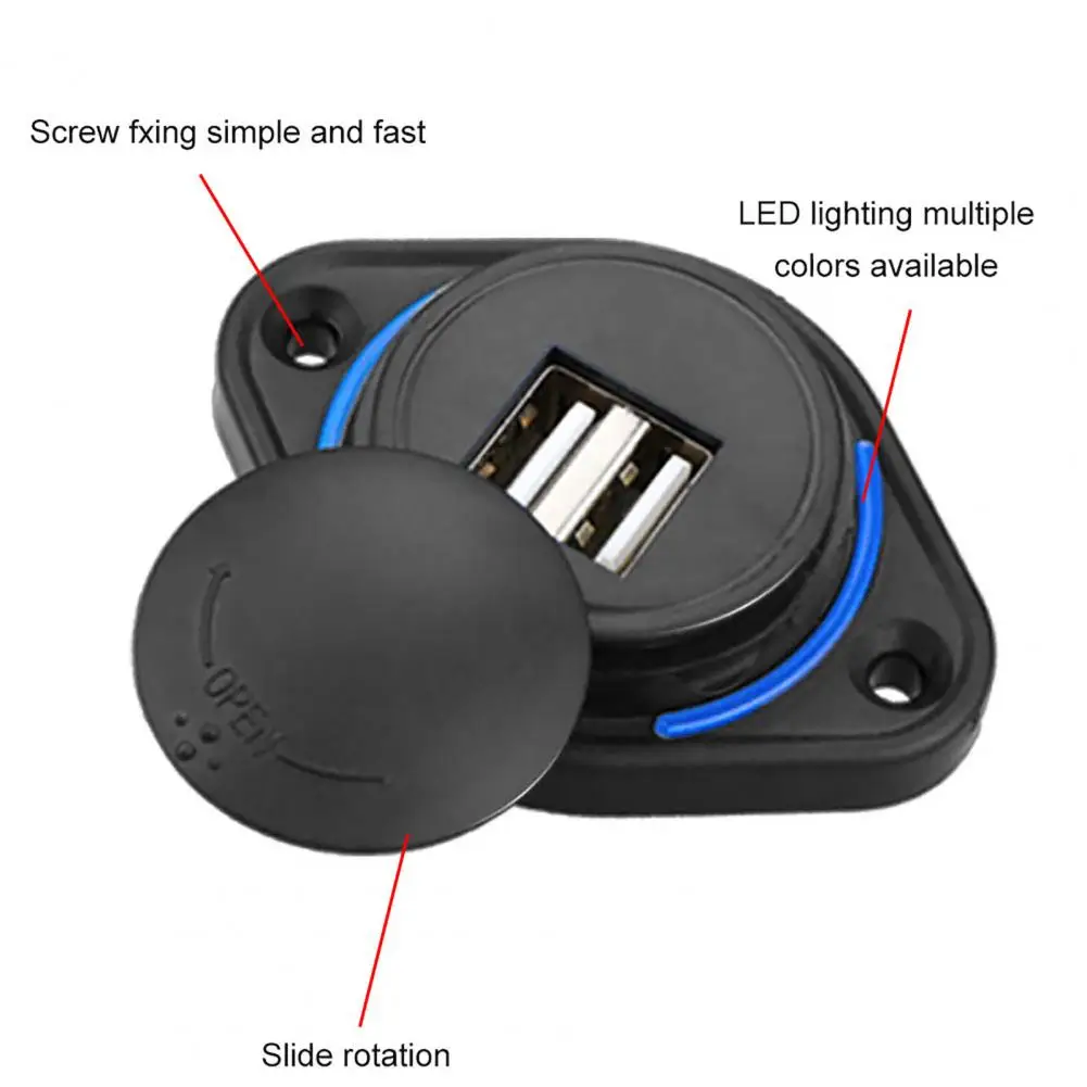 12v24v 3 1a car dual black abs usb port charger socket outlet led waterproof adapter power socket universal motorcycle bus ship free global shipping