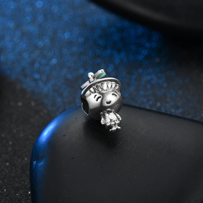 DEVOLOVE милые настоящие 100% серебряные бусины 925 пробы косички девушка пропеллер