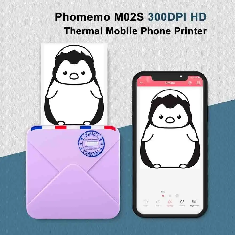 

Phomemo M02S Pocket Printer Wireless Bluetooth Thermal Photo and Lable Printer 304dpi,for iPhone and Android Phones,3 Colors