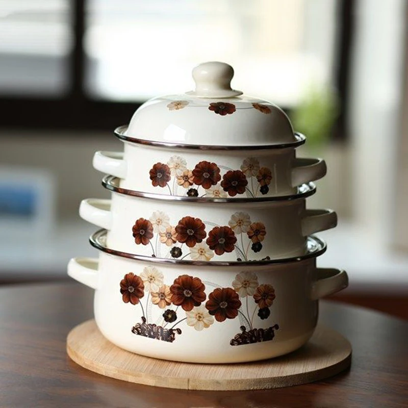 Набор посуды суповая кастрюля эмалированная кухонная для тушения молока лапши