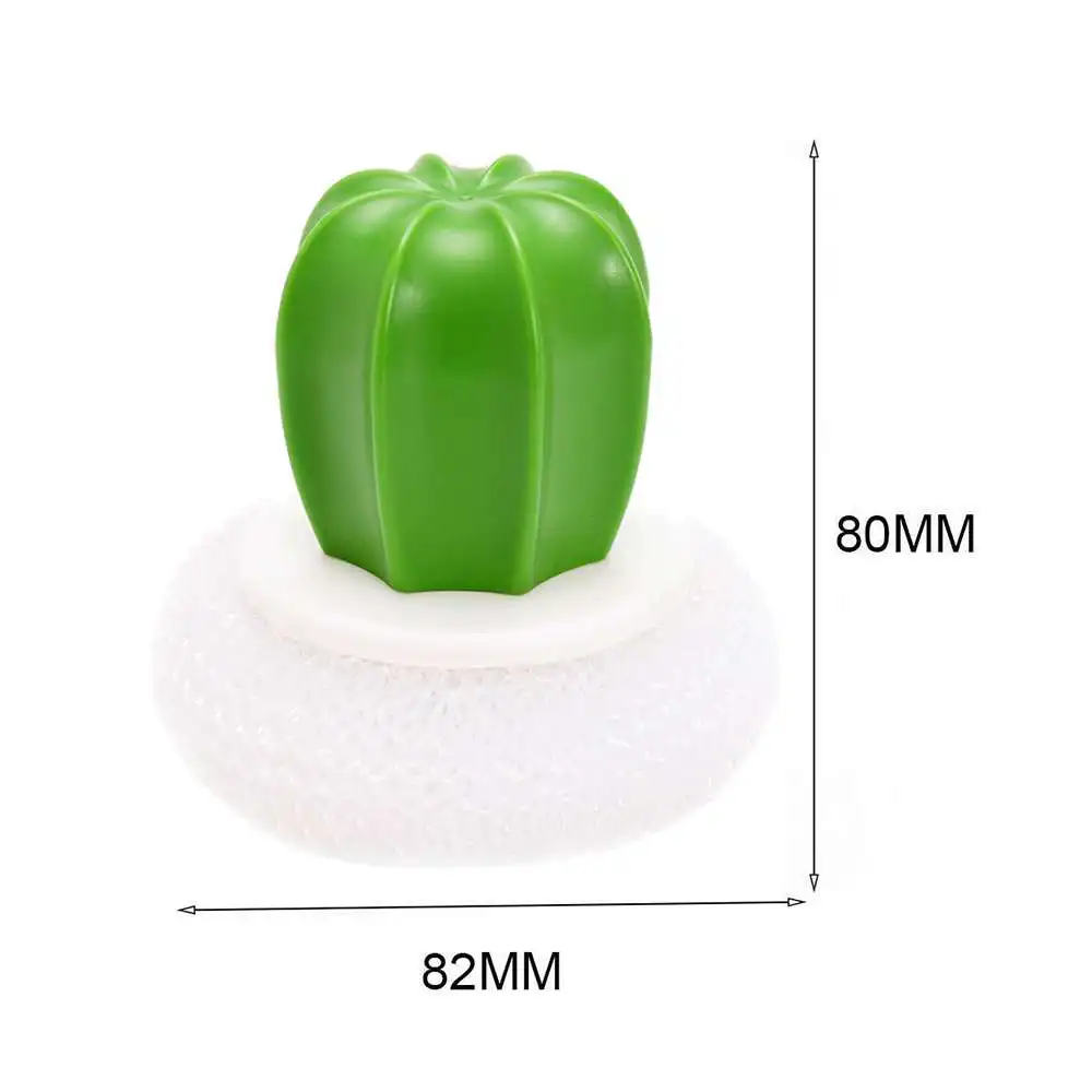 

3pcs Cute Cactus Kitchen Supplies Cleaning Artifact Steel Ball Washing Brush Cleaning Tool Accessories