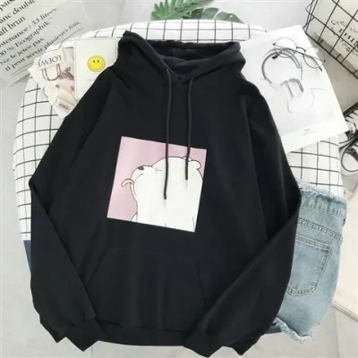 Casual Vintage Korean Pullovers Women sweetshirts Hoodies oversized print Kangaroo Pocket Sweatshirts Hooded Harajuku Spring