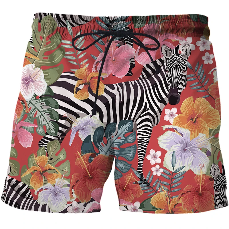 2021 New Summer Fashion Beach Men's Shorts Animal pattern zebra Printing Casual Quick Dry Board Shorts Bermuda Mens Short Pants