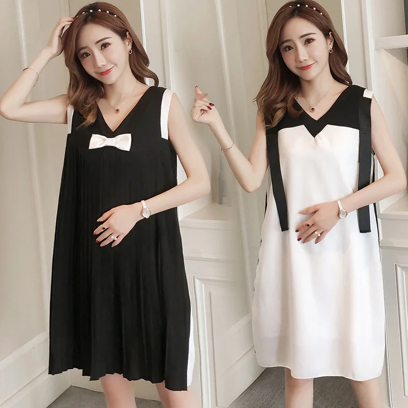 131 # летняя корейская мода для беременных платье Милая майка без рукавов