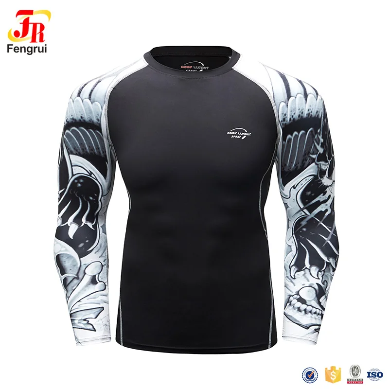 

Polyester And Spandex Long Sleeves Rashguard Knitted T Shirt Men's Running Tshirt Camouflage Customboy Rash Guard