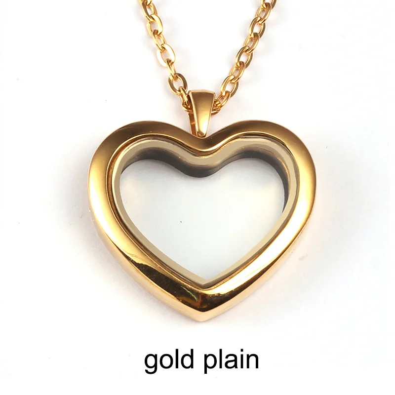 gold URSJEWELRY 30 мм в форме сердца, хорошие украшения Магнитная застежка 316L неоднородная нержавеющая сталь очарование медальон из смарт-стекла с цепочкой Цепочки и ожерелья - Окраска металла: gold