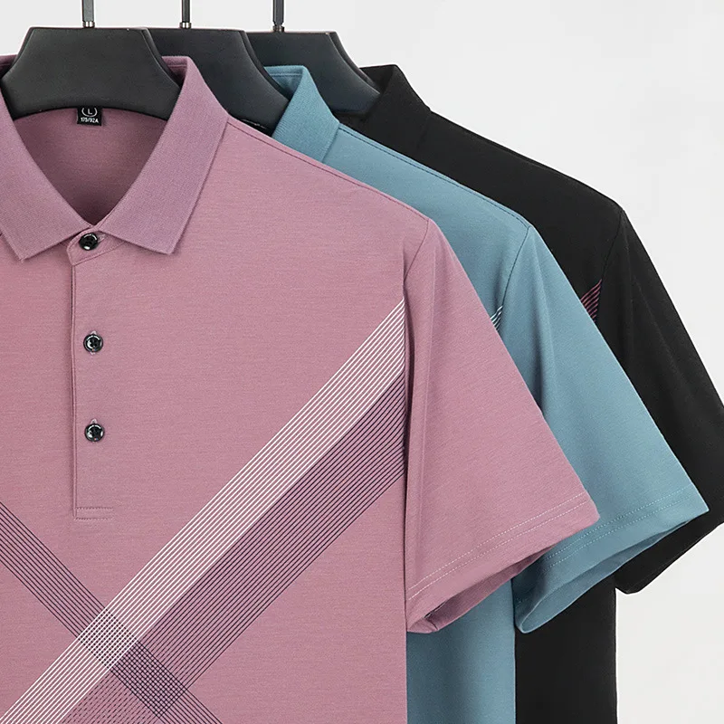 

Brand Men's Polo Shirt Short Sleeve Casual Business Polo Shirts Black Blue Pink 2021 Summer Shirts Tops Tees