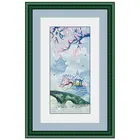 Набор для вышивки крестиком в китайском стиле, C1540, цветение персика, весенний пейзаж, точность печати