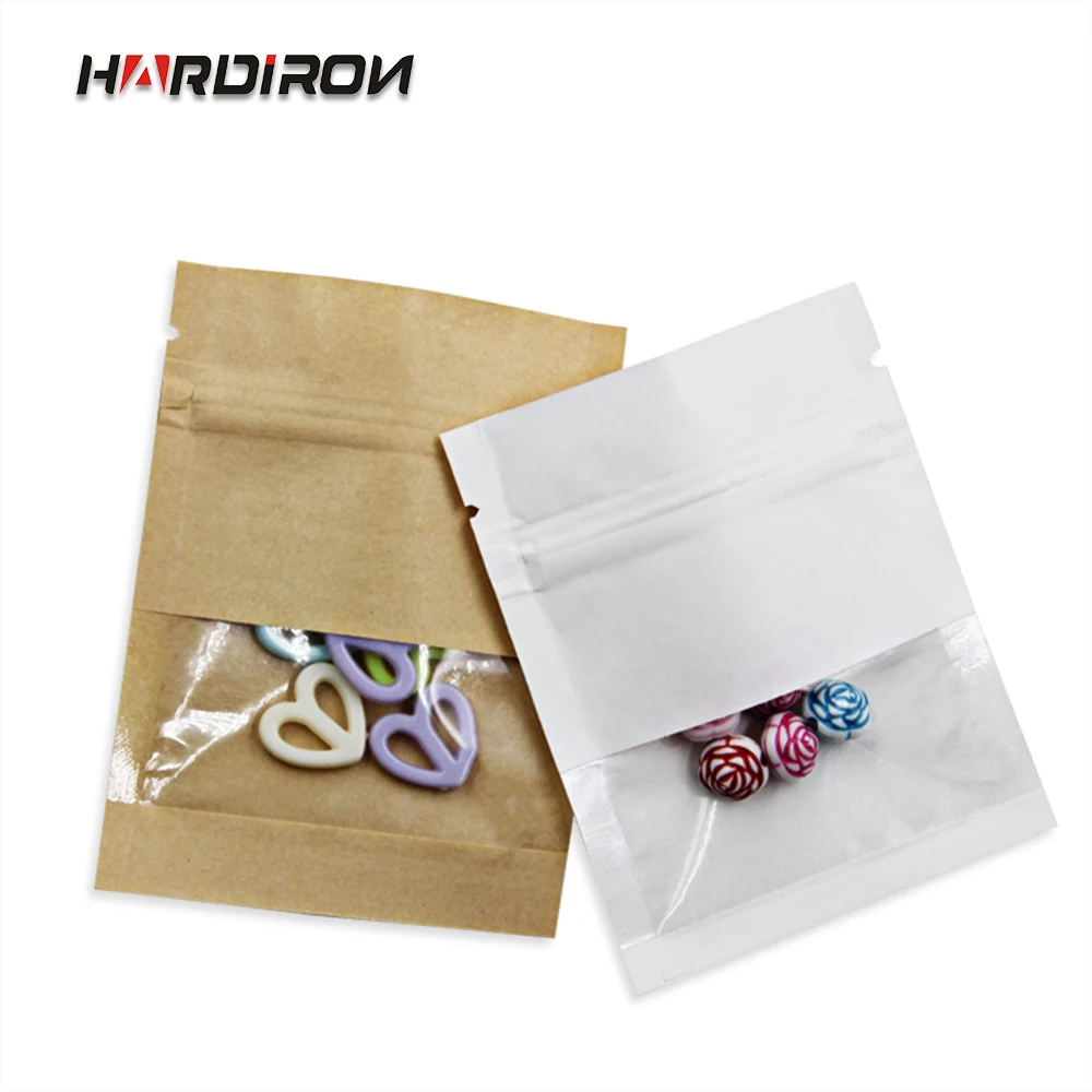 Утолщенные окна крафт бумаги Ziplock мешок снэк цветок чай сушеные фрукты