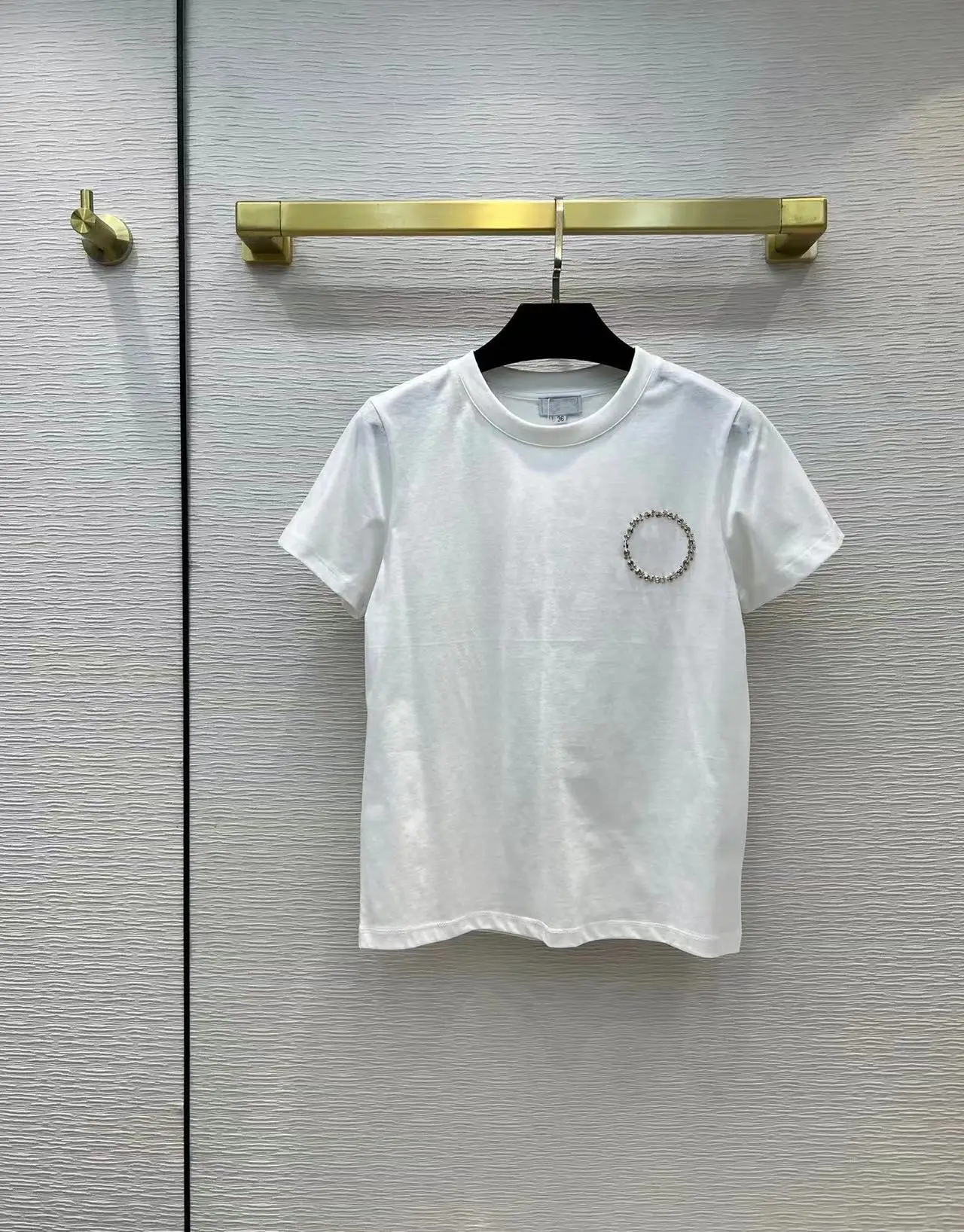 

Sicily Slim T-Shirts 2022 Summer Spring New Fashion Design Women Runway High Quality Diamonds White / Black Casual Top