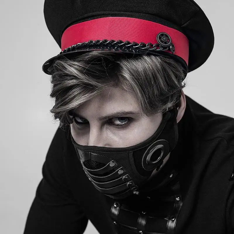 Мужская маска для лица Goth из искусственной кожи в стиле панк WS-270KZM | Аксессуары