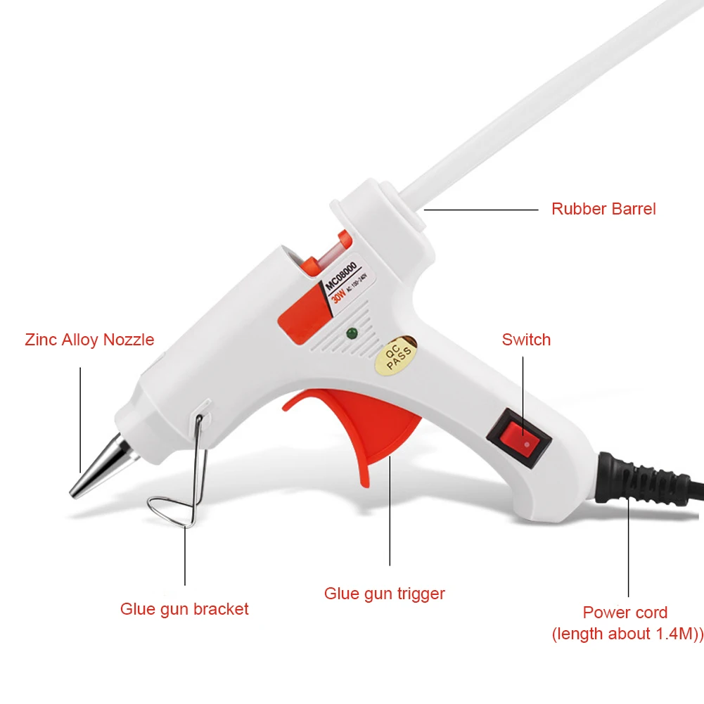 

Hot Glue Gun Non-Drip Portable Electric 30W Craft DIY Tool Heat Melt Stick For Craft Project Fast Repair Creative Art Glue Gun