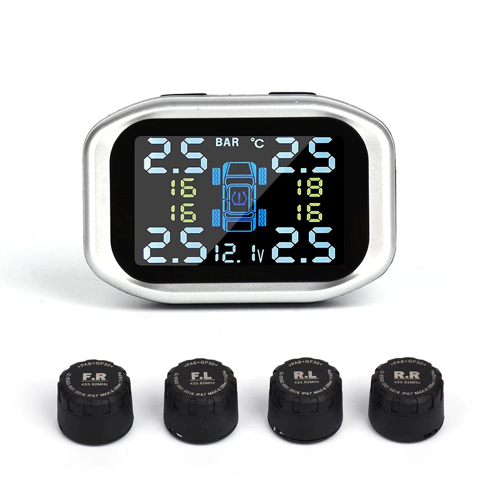 TP720 умный автомобиль TPMS система контроля давления в шинах Солнечная энергия зарядка цифровой ЖК-дисплей шина Авто Охранная сигнализация s