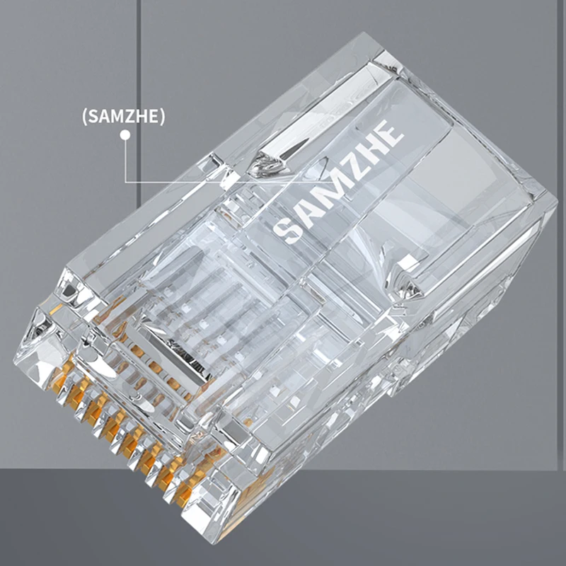 Модульный разъем SAMZHE Cat6 RJ45 8P8C для Ethernet кабеля позолоченные 1 Гбит/с CAT 6 гигабитные