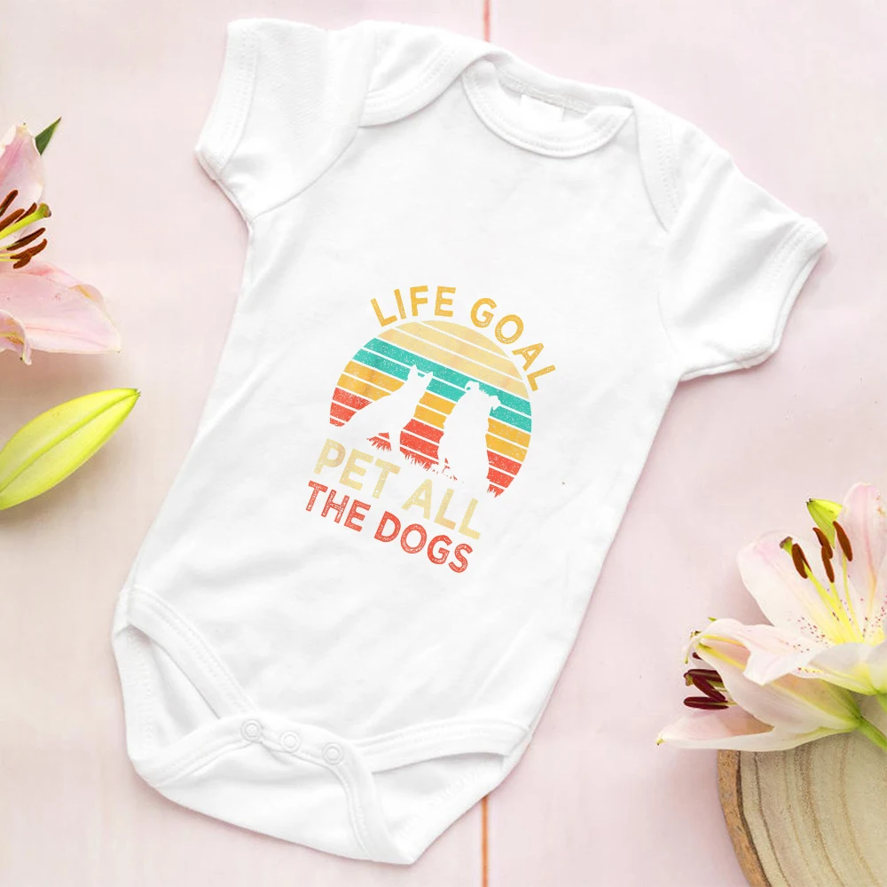 

Life Goal Pet All The Dogs Funny Toddler Infant Outfits New Arrivals Summer Newborn Baby Clothes Y2k Harajuku Baby Boy Body