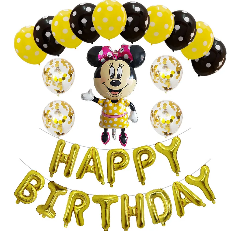 28 шт. Микки и Минни Маус Мышь гелия Фольга воздушные шары Happy Birthday Алфавит висит письма клипсы для воздушных шаров, детский праздничный костюм украшения детский душ