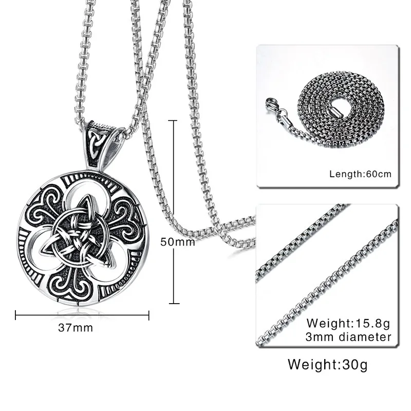 

Fashion Retro Trend Hip-hop Punk Male Punk Concentric Knot Round Pendant Necklace Birthday Gift Party Jewelry Jewelry Wholesale