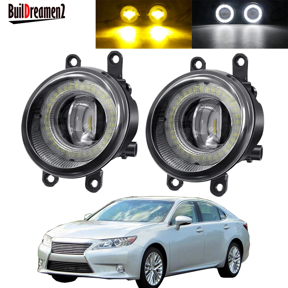 

2 штуки Ангел глаз туман светильник сборки автомобилей правый + левый светодиодный объектив противотуманные фары DRL фар дальнего света H11 12V для Lexus ES300h ES350 2013 2014